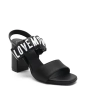 Sandały damskie - Love Moschino Skórzane sandały na słupku - miniaturka - grafika 1