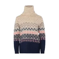 Swetry damskie - Jalene Damski sweter z wysokim kołnierzem i grubym żakardowym swetrem, granatowy, wielokolorowy, rozmiar XL/XXL, granatowy, wielokolorowy., XL - miniaturka - grafika 1