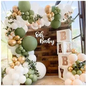 Balony i akcesoria - Zestaw Girlanda Balonowa ZIELONA BOHO urodziny 152 - miniaturka - grafika 1