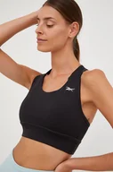 Bielizna sportowa damska - Reebok biustonosz sportowy Running Essentials kolor czarny gładki - miniaturka - grafika 1