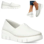 Mokasyny damskie - Mokasyny Damskie SKÓRZANE FILIPPO Półbuty Wygodne Lordsy na platformie 39 - miniaturka - grafika 1