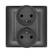 Gniazdka elektryczne - Elektro-Plast Gniazdo Astoria podwójne 2x2P+Z czarne - miniaturka - grafika 1