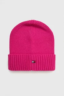 Czapki dla dzieci - Tommy Hilfiger czapka kolor różowy z cienkiej dzianiny - grafika 1