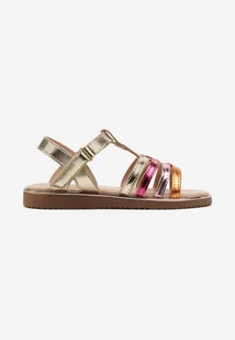 Złote Sandały na Rzep z Metalicznym Połyskiem Rosavere - Moda i Uroda OUTLET - miniaturka - grafika 1