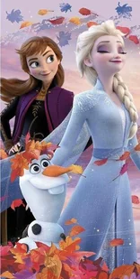 Ręcznik plażowy 70x140 Frozen Kraina Lodu Anna i Elsa fioletowy dziecięcy bawełniany Kids25 - Okrycia kąpielowe dla dzieci - miniaturka - grafika 1