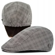 Czapki męskie - KASZKIET Męski Bawełniany na Lato Czapka w Kratkę SZARY Pako Jeans - miniaturka - grafika 1