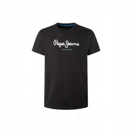 Koszulki męskie - PEPE JEANS KOSZULKA MĘSKA T-SHIRT CZARNA r. L - miniaturka - grafika 1