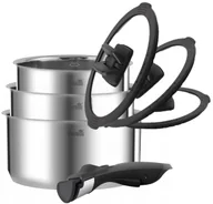 Zestawy garnków i patelni - BERRETTI COMODO Zestaw garnków 16/18/20 cm z odpinaną rączką i szklanymi pokrywkami 16/18/20 cm - miniaturka - grafika 1