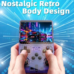 R36S Handheld Game Console, 3.5-inch IPS Screen, Linux System, 11 Emulator, 64GB - Transparent Purple - Konsole i gry retro - miniaturka - grafika 4