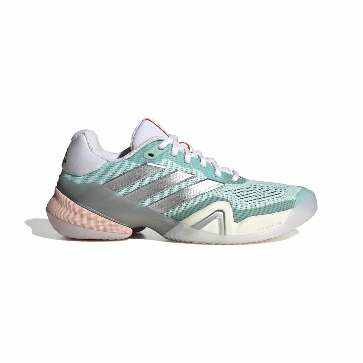 Damskie buty tenisowe adidas Barricade 14 Tennis Shoes Semi Flash Aqua/Silver Met./Blush Pink EUR 39 1/3