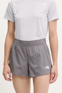 The North Face szorty treningowe Flex damskie kolor szary gładkie high waist NF0A8BPV0UZ1 - Spodnie sportowe damskie - miniaturka - grafika 1