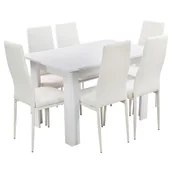 Stoły z krzesłami - Zestaw Stół Modern 120 Biały I 6 Białych Krzeseł Nicea - miniaturka - grafika 1