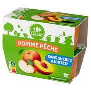 Zdrowa żywność - Carrefour Classic Przecier z jabłek i brzoskwini 400 g (4 x 100 g) - miniaturka - grafika 1
