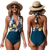 Stroje kąpielowe - STRÓJ KĄPIELOWY JEDNOCZĘŚCIOWY W KWIATY L 40 - miniaturka - grafika 1
