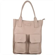 Torebki damskie - VERA PELLE Duża torebka włoska shopper bag skóra naturalna róż pudrowy - miniaturka - grafika 1