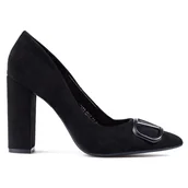 Czółenka - Czółenka damskie Vinceza zamszowe czarne - miniaturka - grafika 1