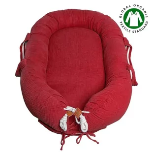 Hi Little One - Kokon Gniazdko Dla Noworodka Z Organicznego Oddychającego Bio Muślinu Gots Newborn Nest Strawberry - Kokony niemowlęce - miniaturka - grafika 1
