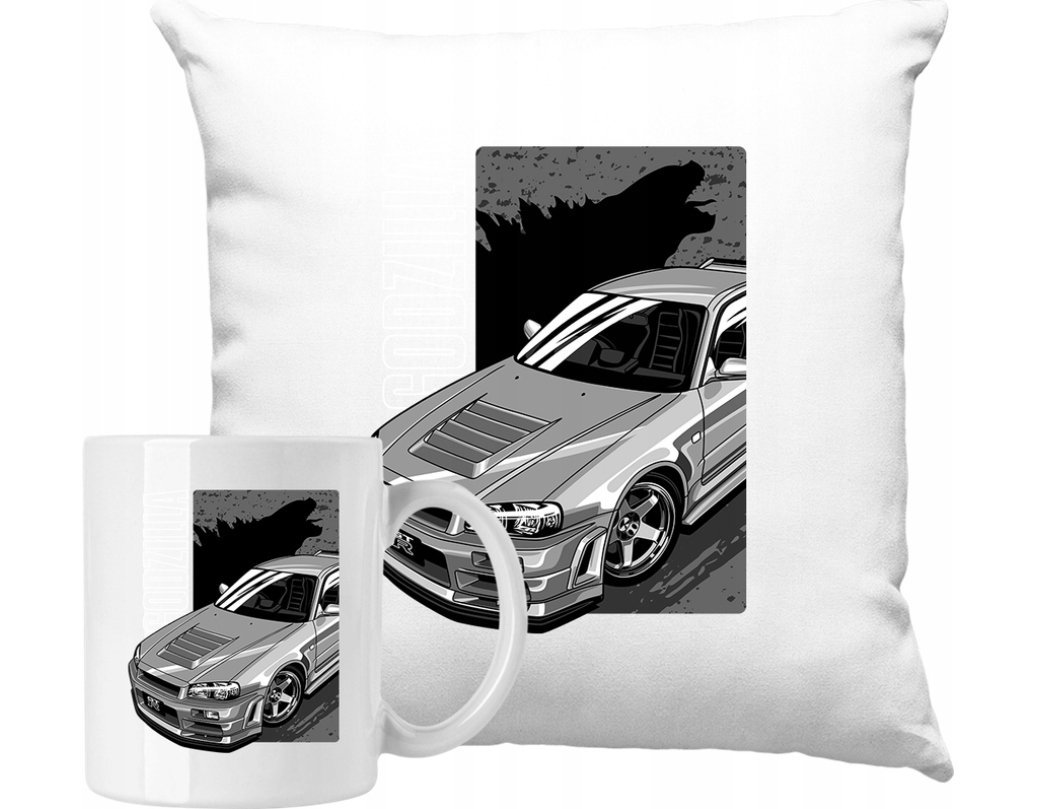 ZESTAW PODUSZKA + KUBEK Auto Sportowe Car Motoryzacja +IMIĘ