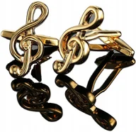 Spinki do mankietów i krawatów - Spinki do mankietów wzór ZŁOTY KLUCZ WIOLINOWY - miniaturka - grafika 1