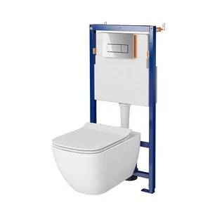 Cersanit Tech Line Opti Set B638 Zestaw Toaleta WC bez kołnierza + deska wolnoopadająca + stelaż podtynkowy WC + przycisk spłukujący WC S701-674 - Stelaże i zestawy podtynkowe do WC - miniaturka - grafika 1