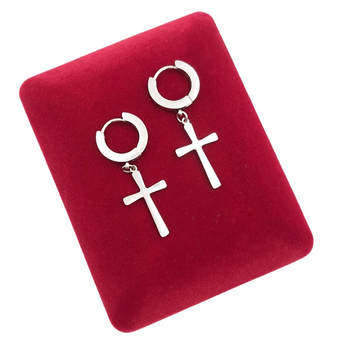 Kolczyki Wiszące Srebrne Krzyże - Stal chirurgiczna