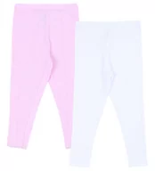 Spodnie i spodenki dla dziewczynek - 2x Ażurowe getry/legginsy różowe i białe - miniaturka - grafika 1