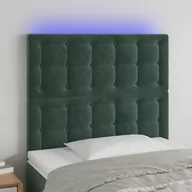 Inne meble do sypialni - vidaXL Zagłówek do łóżka z LED, ciemnozielony, 90x5x118/128cm, aksamit - miniaturka - grafika 1