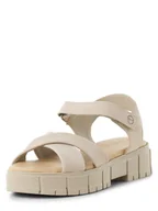 Sandały damskie - Tamaris - Sandały damskie ze skóry, beżowy - miniaturka - grafika 1