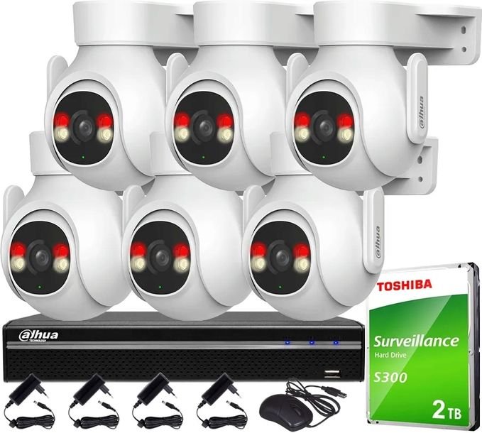 Monitoring WIFI 5MPx DAHUA Na 6 Kamer P5B-PV Obrotowe Dual Light HDD 2TB