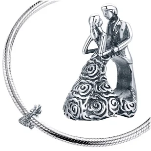 CHARMS MŁODA PARA zawieszka srebro 925 koralik - Wisiorki - miniaturka - grafika 1