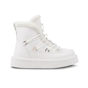 Botki Damskie Eleganckie Sznurowane Wysokie Stylowe Modne Cieple Klasyczne Z Skóry Ekologicznej Ocieplane Białe Styria 40 - Botki damskie - miniaturka - grafika 1