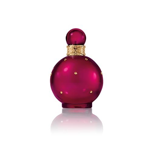 Britney Spears Fantasy Intense 100 ml – woda perfumowana dla kobiet – zapach Gourmand Wooded – Nuta czerwonego liczi, akordu babeczkowego i esencji paczulowej – słoik bordowy i złoty