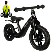 Rowerki biegowe - Rowerek biegowy dla dzieci 2+ KRUZZEL rower dziecięcy lekki koła 12" + pasek na ramię czarny! - miniaturka - grafika 1