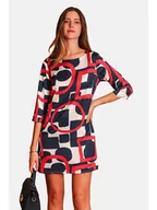 Sukienki - William de Faye Sukienka w kolorze czerwono-kremowo-granatowym - miniaturka - grafika 1