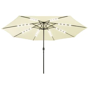 vidaXL Parasol ogrodowy z LED i metalowym słupkiem, 400 cm, piaskowy 312530 - Parasole ogrodowe - miniaturka - grafika 1