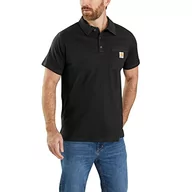 Koszulki męskie - Carhartt Męska koszulka polo Force Cotton Delmont Pocket, Czarny, M - miniaturka - grafika 1