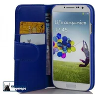 Etui i futerały do telefonów - Etui Cadorabo do Samsung Galaxy S4 w kolorze BRILLANT BLUE Etui na telefon komórkowy wykonane z gładkiej imitacji skóry z funkcją podstawki i miejscem na kartę Etui ochronne Etui z klapką w stylu książki - miniaturka - grafika 1