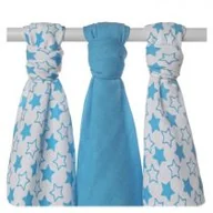 Akcesoria do karmienia - XKKO Bambusowe pieluchy XKKO BMB 70x70 - Little Stars Cyan MIX BMB070039 - miniaturka - grafika 1