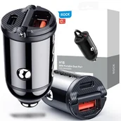 Ładowarki samochodowe - Rock Ładowarka samochodowa H18 QC3-18W/PD-30W Czarny - miniaturka - grafika 1