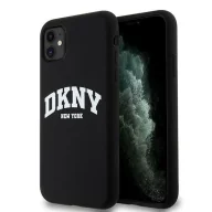 Etui i futerały do telefonów - Etui DKNY Liquid Silicone White Printed Logo MagSafe na iPhone 11 / Xr - czarne - miniaturka - grafika 1