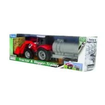 Teama TOYS traktor-spychacz z przyczepą czerwony 1:32 - Samochody i pojazdy dla dzieci - miniaturka - grafika 1