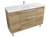 Szafki łazienkowe - Szafka Stojąca Z Umywalką ATHD 120 cm D - Dąb Evoke Coast Mat - Uchwyty Stal Szczotkowana - miniaturka - grafika 1