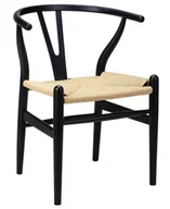 Krzesła - Krzesło WISHBONE czarne - drewno bukowe, naturalne włókno - miniaturka - grafika 1