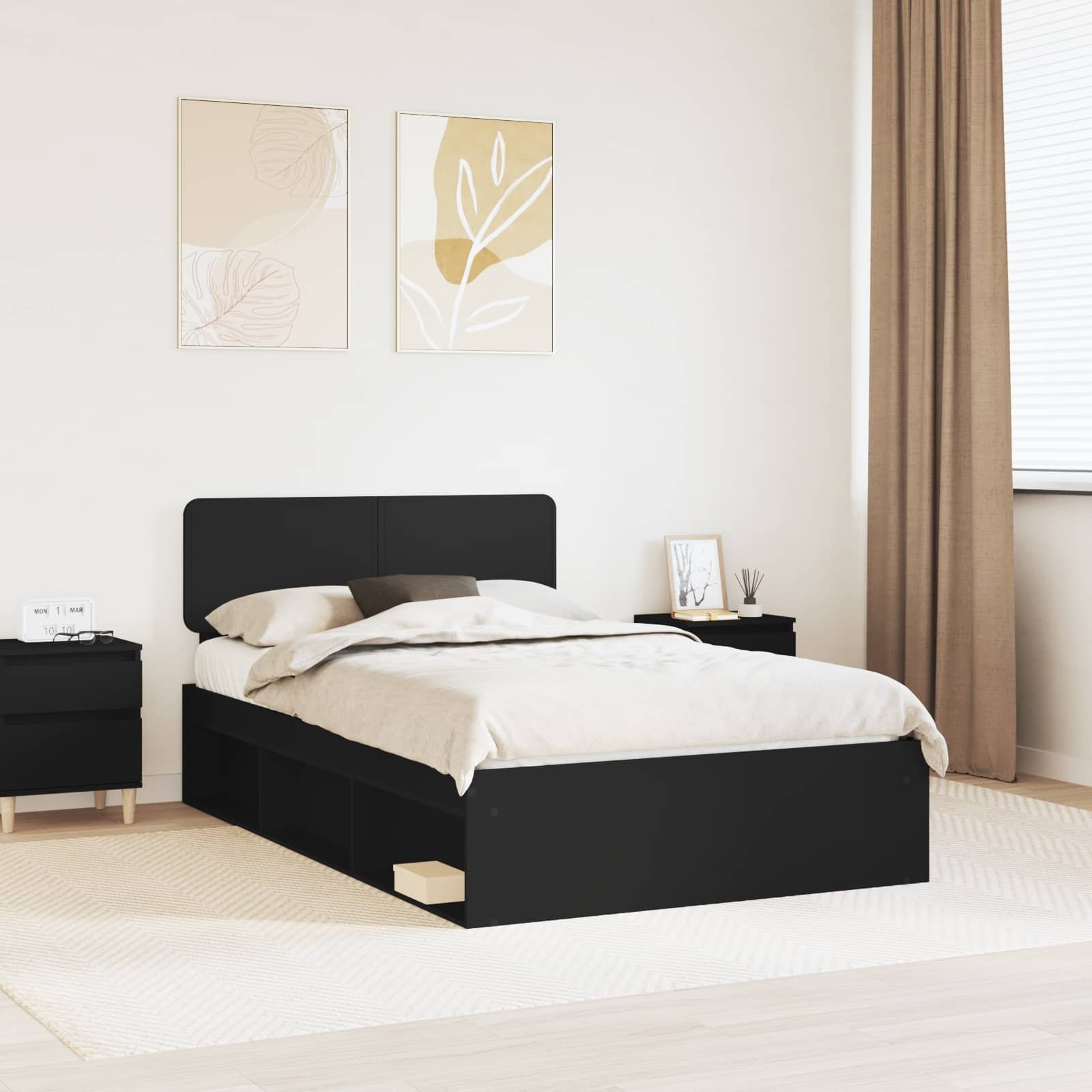vidaXL Ramka łóżka czarny 135 x 190 cm Lekka deska sosnowa