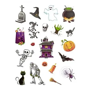 Tatuaże zmywalne Halloween 23szt kolorowe - Dalprint - Zabawki kreatywne - miniaturka - grafika 1