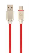 Kable komputerowe i do monitorów - Gembird Kabel USB Kabel USB 2.0 typ C AM/CM 1m oplot gumowy czerwony CC-USB2R-AMCM-1M-R - miniaturka - grafika 1