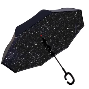 Parasol odwrócony "Revers" - srebrne gwiazdki - Parasole - miniaturka - grafika 1