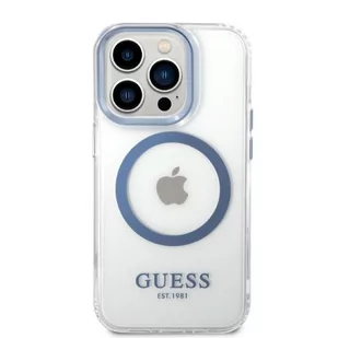 Guess GUHMP14XHTRMB iPhone 14 Pro Max 6,7" niebieski/blue hard case Metal Outline Magsafe - Etui i futerały do telefonów - miniaturka - grafika 3