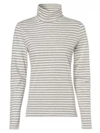 Bluzki damskie - Marie Lund - Damska koszulka z długim rękawem, beżowy|szary - miniaturka - grafika 1