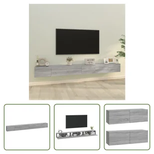 3-częściowa szafka pod telewizor The Living Store, materiał drewnopodobny Sonoma, kolor szary - Szafki RTV - miniaturka - grafika 1
